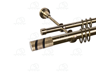 Карниз для штор двухрядный «Изольда» D25Г/16Г антик/чёрный