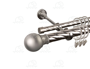 Карниз для штор двухрядный «Шар узор» D25К/16К сатин