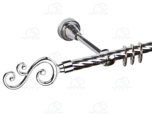 Карниз для штор однорядный «Лоза» D16К хром