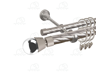 Карниз для штор двухрядный «Жемчужина» D25К/16К сатин/хром