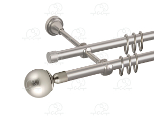 Карниз для штор двухрядный «Шар простой» D16Г/16Г сатин