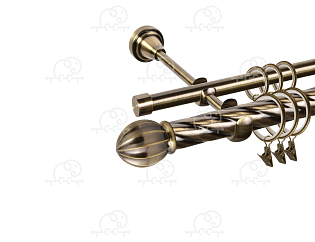 Карниз для штор двухрядный «Тапас» D25К/16Г антик