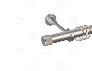 Карниз для штор однорядный «Заглушка закругленная» D25Г сатин