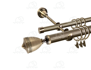 Карниз для штор двухрядный «Версус» D25Р/16Р антик