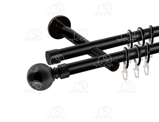 Карниз для штор двухрядный «Шар большой» D19Г/19Г Черный Матовый