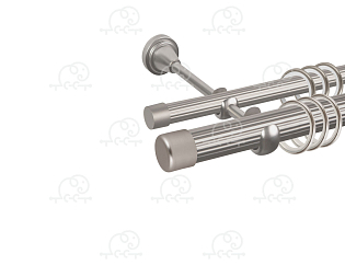 Карниз для штор двухрядный «Заглушка закругленная» D25Р/16Р сатин