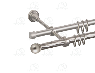 Карниз для штор двухрядный «Сфера» D16К/16Г сатин