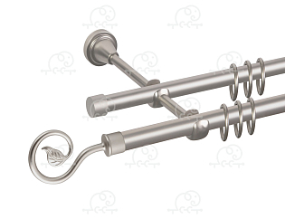 Карниз для штор двухрядный «Завиток одинарный» D16Г/16Г сатин