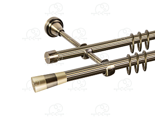 Карниз для штор двухрядный «Конус 3-х цвет.» D16Р/16Р антик/золото