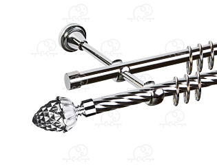 Карниз для штор двухрядный «Шишка» D16К/16Г хром