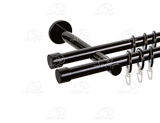 Карниз для штор двухрядный «Заглушка» D19Г/19Г чёрный