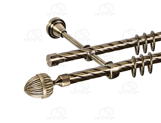 Карниз для штор двухрядный «Милано» D16К/16К антик