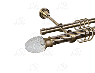 Карниз для штор двухрядный «Версаль» D25К/16Г антик