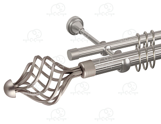 Карниз для штор двухрядный «Ажур» D25Р/16Р сатин