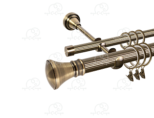 Карниз для штор двухрядный «Колокол» D25Р/16Р антик