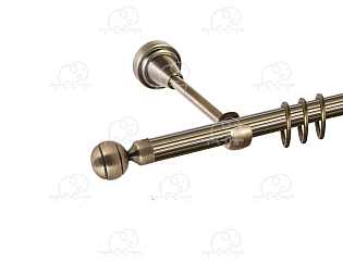 Карниз для штор однорядный «Шар рифленый» D16Р антик