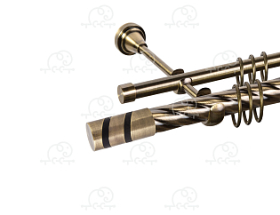 Карниз для штор двухрядный «Изольда» D25К/16Г антик/чёрный