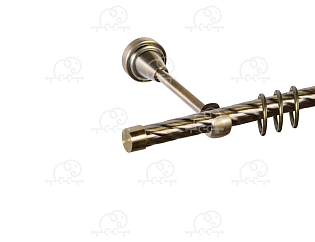 Карниз для штор однорядный «Заглушка плоская» D16К антик