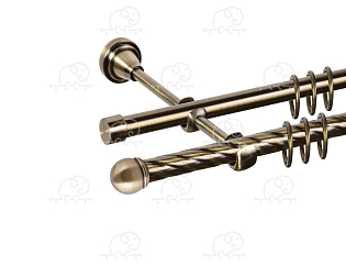 Карниз для штор двухрядный «Сфера» D16К/16Г антик