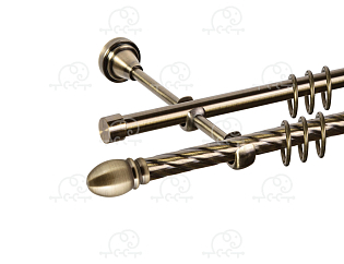 Карниз для штор двухрядный «Белуно» Ø16К/16Г антик