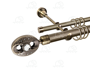 Карниз для штор двухрядный «Игнацио» D25Р/16Р антик