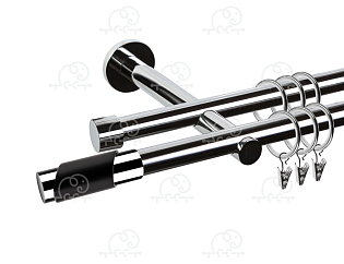 Карниз для штор двухрядный «Париж» D19Г/19Г хром/чёрный