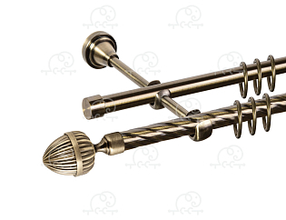 Карниз для штор двухрядный «Милано» D16К/16Г антик