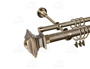 Карниз для штор двухрядный «Верди» D25Р/16Р антик