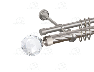 Карниз для штор двухрядный «Кристалл» D25К/16Г сатин