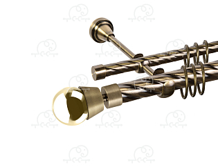 Карниз для штор двухрядный «Жемчужина» D25К/16К антик