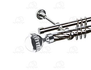 Карниз для штор двухрядный «Авея» D25К/16Г хром