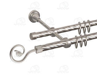 Карниз для штор двухрядный «Завиток одинарный» D16К/16К сатин