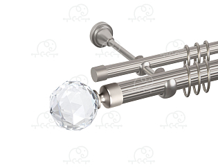 Карниз для штор двухрядный «Кристалл» D25Р/16Р сатин