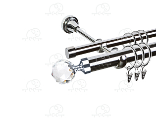 Карниз для штор двухрядный «Кристалл» D25Г/16Г хром