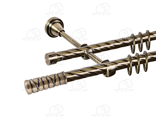 Карниз для штор двухрядный «Торино» Ø16К/16К антик