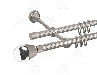 Карниз для штор двухрядный «Жемчужина» D16Р/16Р сатин/хром