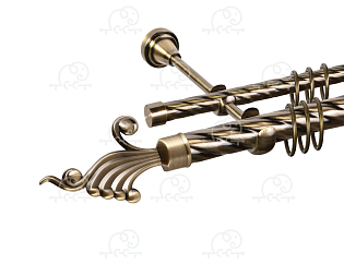 Карниз для штор двухрядный «Фантазия» D25К/16К антик