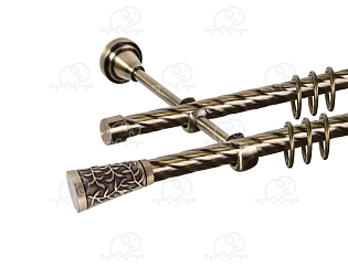 Карниз для штор двухрядный «Севилья» D16К/16К антик