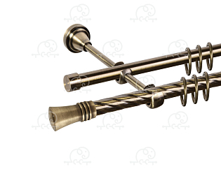 Карниз для штор двухрядный «Арига» D16К/16Г антик