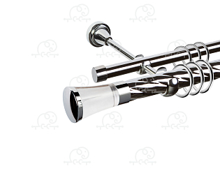 Карниз для штор двухрядный «Люксор Стекло» D25К/16Г хром