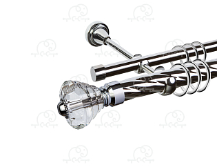 Карниз для штор двухрядный «Кастилия» D25К/16Г хром