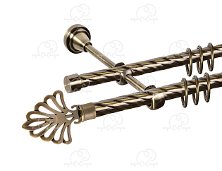 Карниз для штор двухрядный «Веер» D16К/16К антик