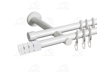 Карниз для штор двухрядный «Нордик» D19Г/19Г белый