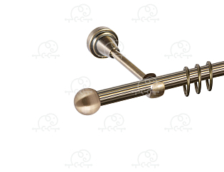 Карниз для штор однорядный «Заглушка шар малый» D16Р антик