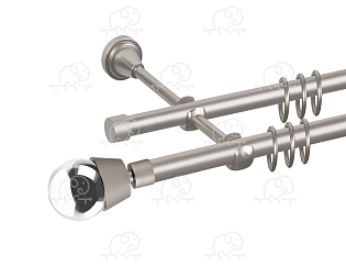 Карниз для штор двухрядный «Жемчужина» D16Г/16Г сатин/хром