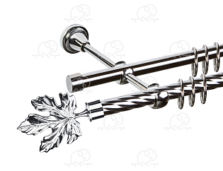 Карниз для штор двухрядный «Клён» D16К/16Г хром