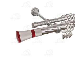 Карниз для штор двухрядный «Люксор» D25К/16К сатин/красный