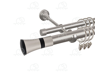 Карниз для штор двухрядный «Люксор» D25Г/16Г сатин/чёрный