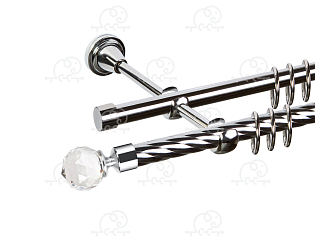 Карниз для штор двухрядный «Кристалл» D16К/16Г хром