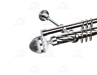 Карниз для штор двухрядный «Милано» D25К/16Г хром